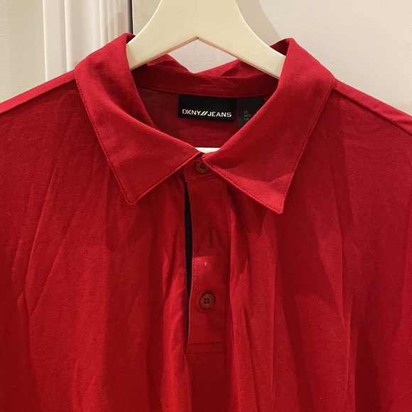 DKNY Jeans Red Polo with Black Detailing - Picture 2 of 6